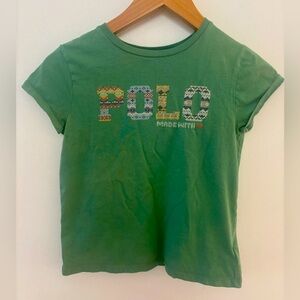 POLO RALPH LAUREN 🐎 Kids 100% Cotton, Polo Logo Tshirt, Green, Size M (8-10) EUC